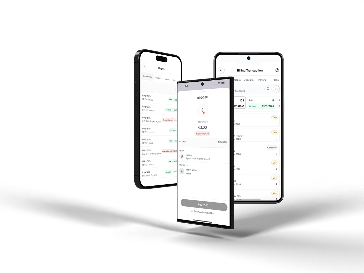 K’s Nursery billing and payment screens